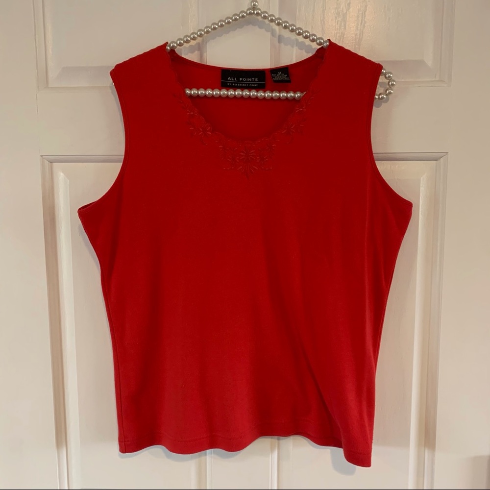 All Points Ladies Embroidered Neckline Tank Top Size M
